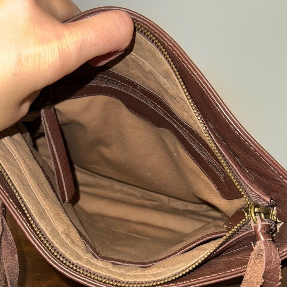 Lucky Brand Dixie Brown Leather Crossbody Studded Bag Boho Western - Picture 6 of 10
